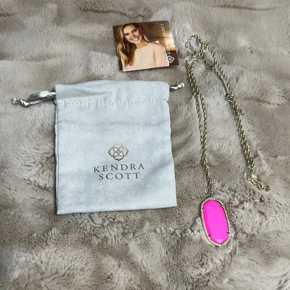 Kendra Scott Gold Necklace with Pink Pendant
